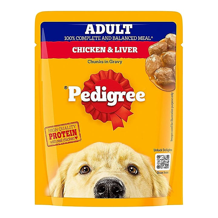 Pedigree Adult Dog Food Chicken & Liver Chunks Flavour In Gravy : 70 g