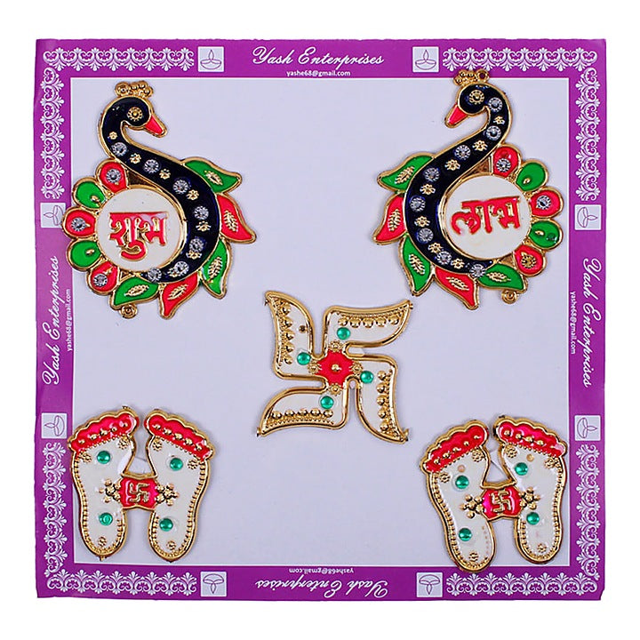 Acrylic Mina Shubh Labh Sticker D6 - 5 Pieces : 1 Unit