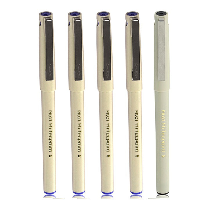Pilot 05 Hi-tecpoint Roller Pen 4 Blue & 1 Black - Pack Of 5 : 1 Unit