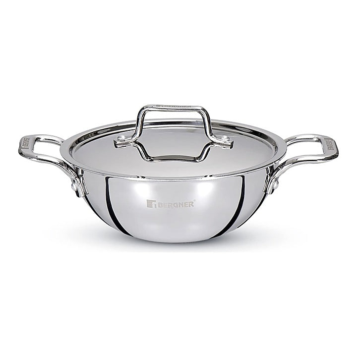 Bergner Tripro 24 cm Stainless Steel Triply Deep Kadhai With Lid : 1 Unit