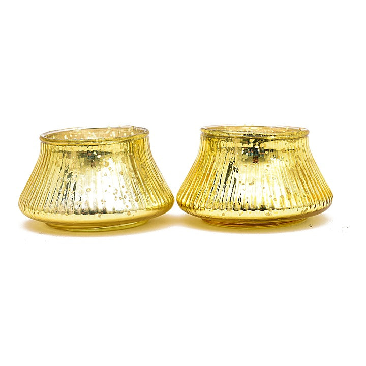 OGGN Glass Tea Light Holder Votive Mercury Gold - 2 Pieces : 1 Unit