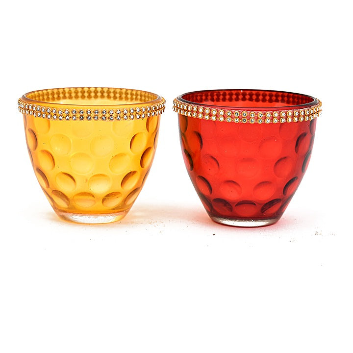 OGGN Lace Glass Tea Light Holder Set Of 2 : 1 Unit