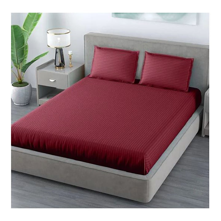 VAA Satin Stripe Double Bedsheet 140 GSM (Purple) - 224 x 243 CM : 1 Unit