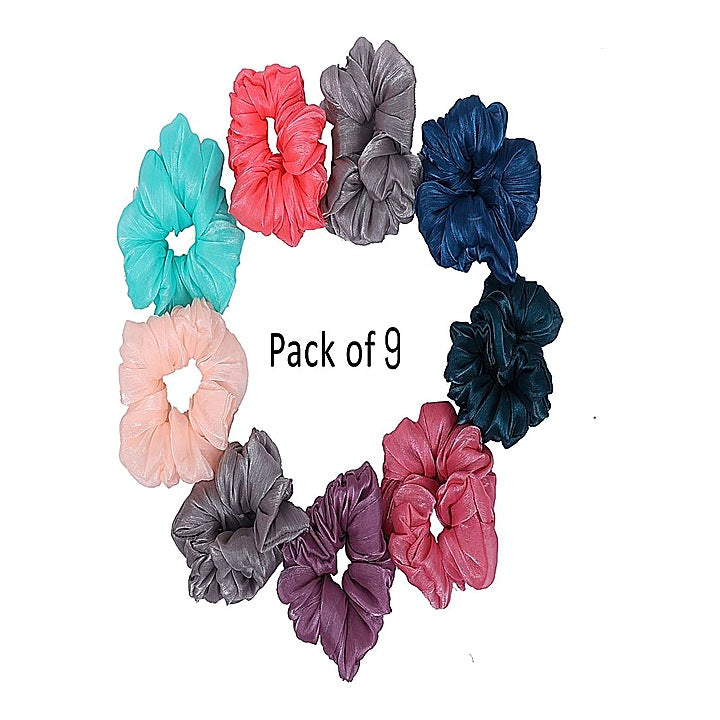 JB Home Premium Large Organza Scrunchies - Pack Of 9 : 1 Unit