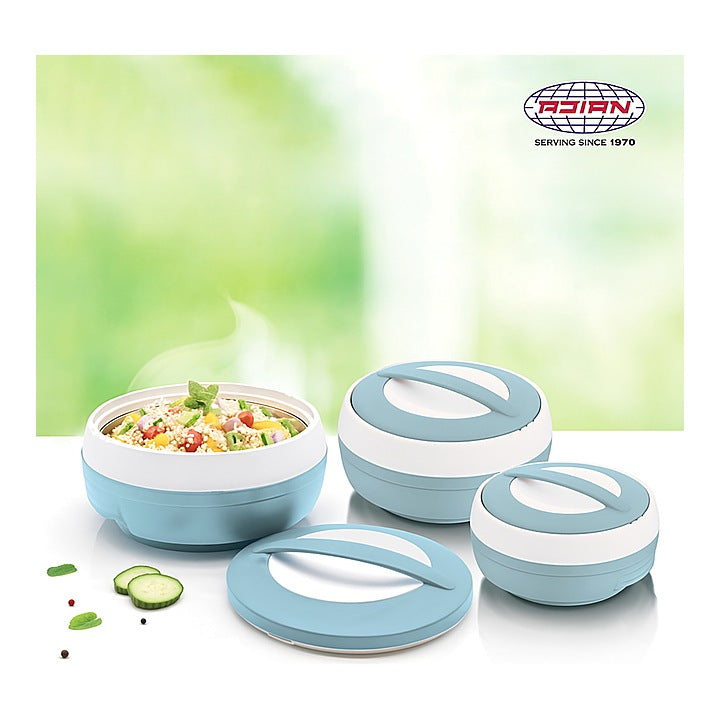 Asian Cosmos Insulated Casserole (Bluish Grey) Set of 3 : 1 Unit