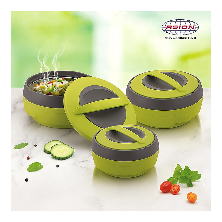 Asian Cosmos Insulated Casserole (Green) Set of 3 : 1 Unit