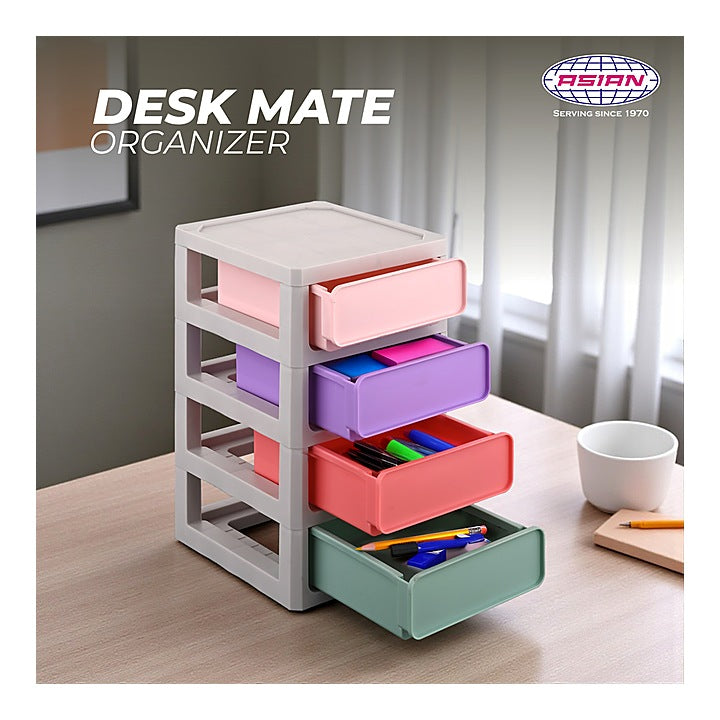Asian Desk Mate 4 Compartment Mini Drawer (Multicolour) : 1 Unit