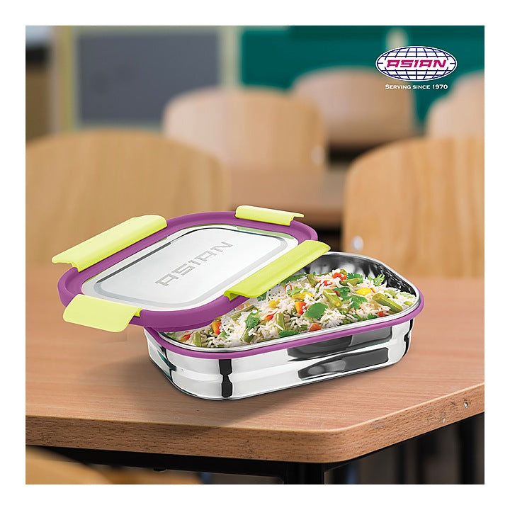 Asian Fresh Bite Stainless Steel Lunch Box (Voilet) - 850 ml : 1 Unit