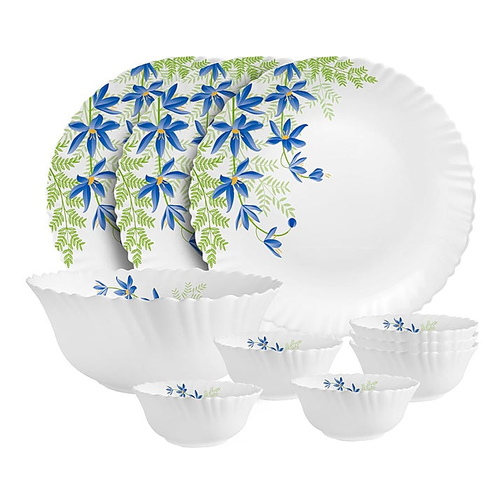 Cello Opalware Dazzle Series Blue Primrose Dinner Set - 10 Piece : 1 Unit