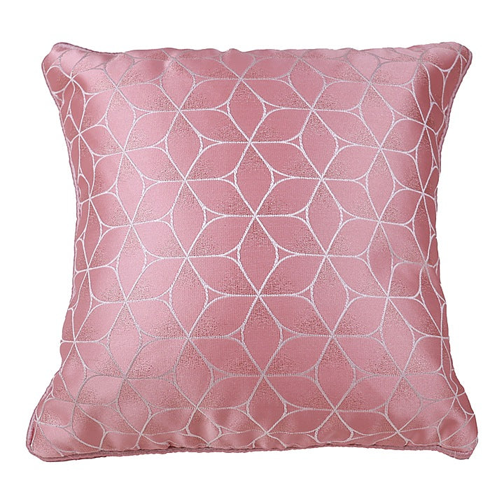 VAA Hex Weave Jacquard Holland Cushion Cover D22 (Pink) - 40x40 CM : 1 U