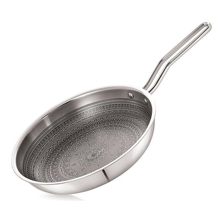 Anjali Stainless Steel Triply Mandala Fry Pan With Glass Lid (24 cm) : 1 Unit