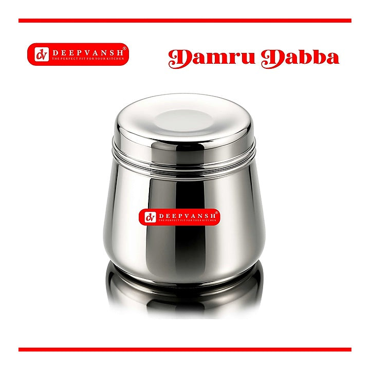 Deepvansh Stainless Steel Storage Damru Dabba - 500 ml : 1 Unit