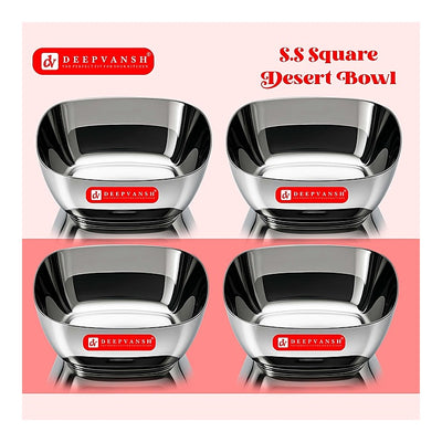 Deepvansh Stainless Steel Square Desert Bowl - Set Of 4 : 1 Unit