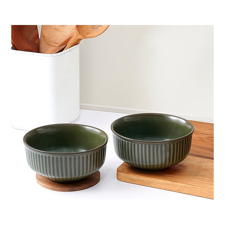 Femora Ceramic Snack Bowl (Green) 450 ml - Set Of 2 : 1 Unit