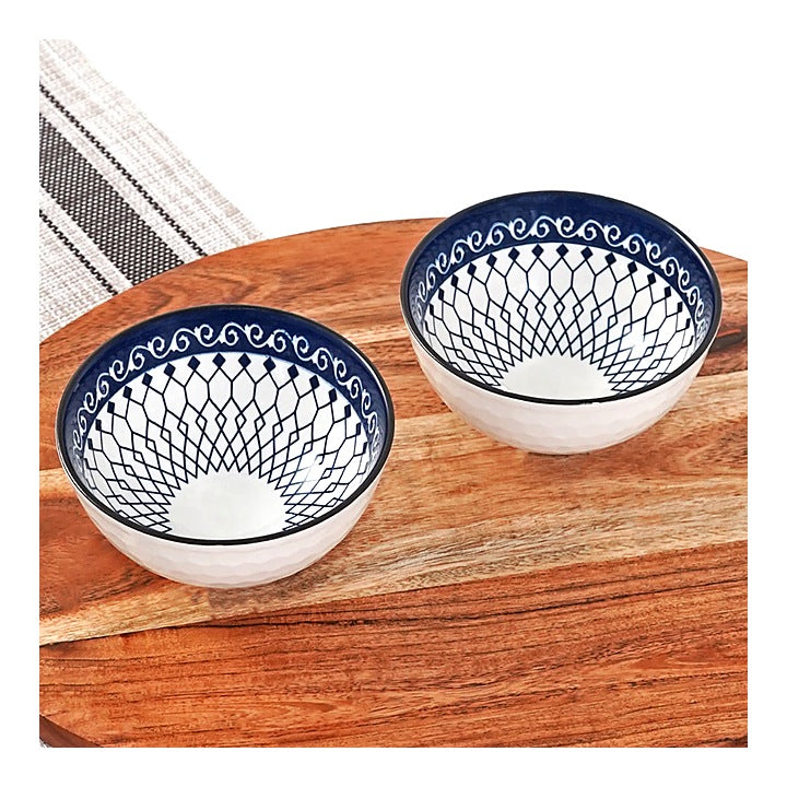 Femora Ceramic Bowl D1 (White & Blue) 315 ml : 2 N