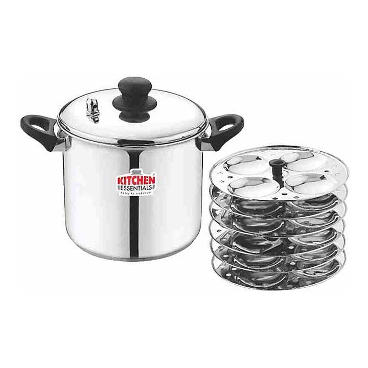 Kitchen Essentials Flat Bottom Idli Cooker With 6 Idli Plates : 1 Unit