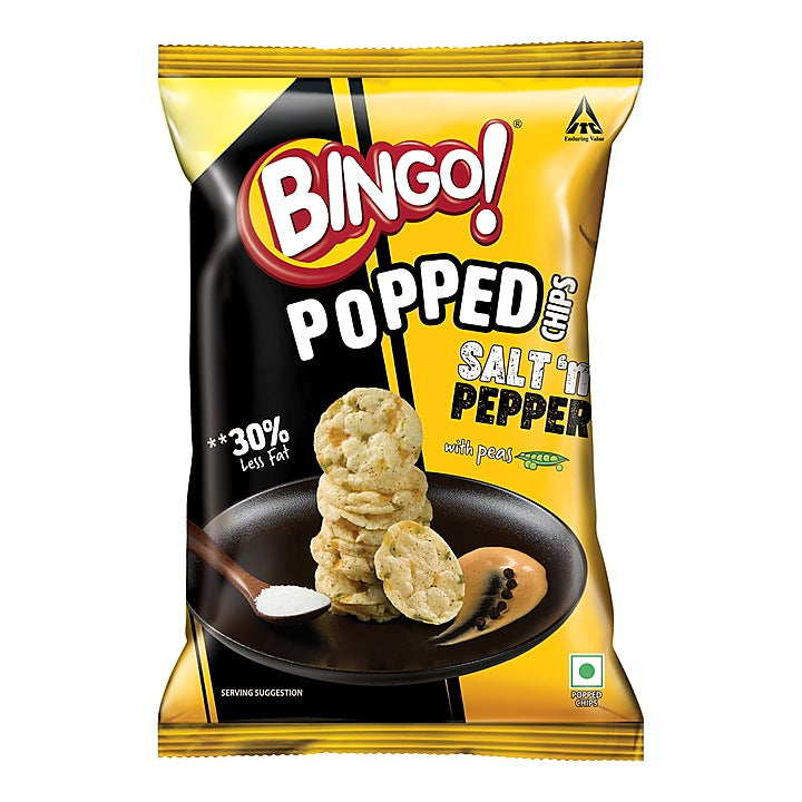 Bingo Popped Chips Salt 'N' Pepper With Peas : 48 g