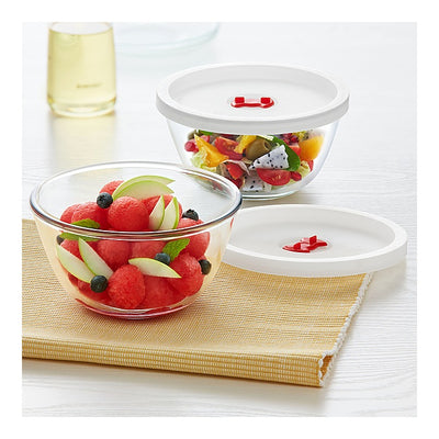 Borosil Tuff Round Glass Bowl With Lid (750 ml) : 2 N