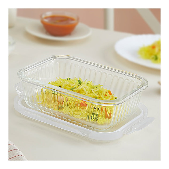 Borosil Klip & Store Rectangle Glass Container - 640 ml : 1 Unit