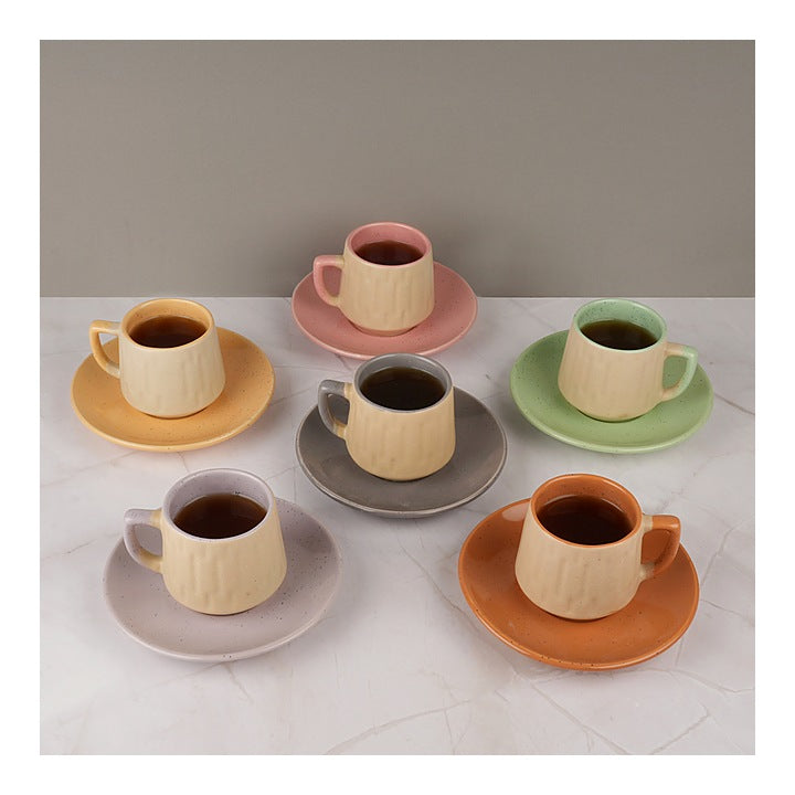 White Gold Ceramic Cup & Saucer (Multicolour) 180 ml - Set of 6 : 1 Unit