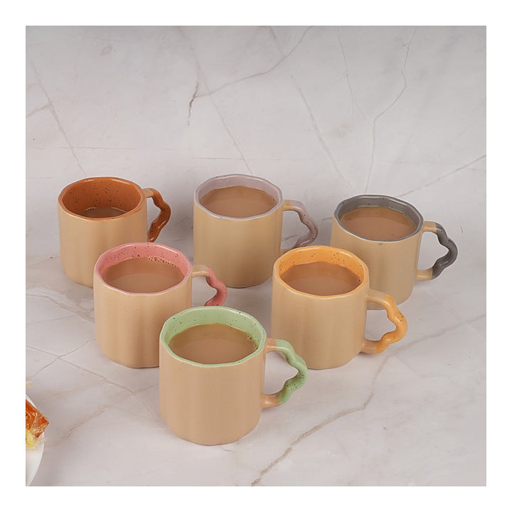 White Gold Ceramic Coffee Mug (Multicolour) 180 ml - Set of 6 : 1 Unit