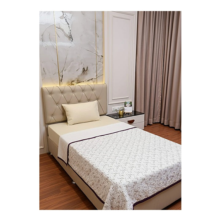 VAA Single Reversible Dohar - Ivory Blossom (Brown) 137 x 213 cm : 1 Unit