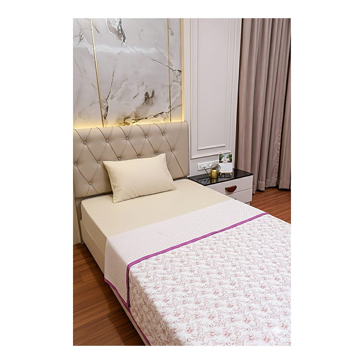 VAA Single Reversible Dohar - Blush Floral (Red) 137 x 213 cm : 1 Unit