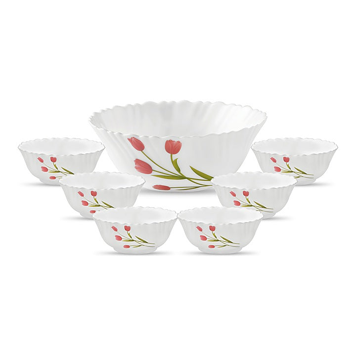 La Opala Novo Radiant Curves Pudding Bowls (White) - Set of 7 : 1 Unit