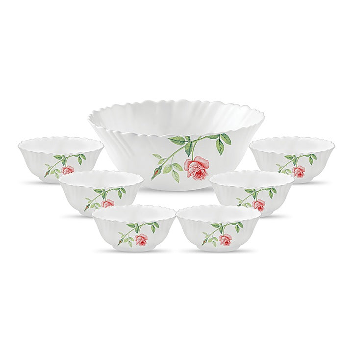 La Opala Novo Rose Garden Pudding Bowls (White) - Set of 7 : 1 Unit