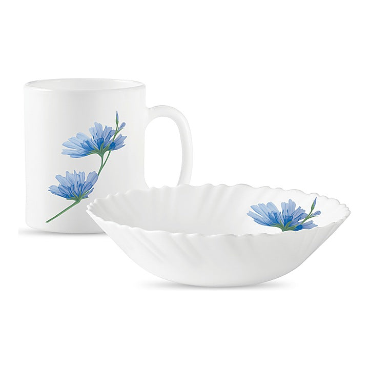 La Opala Floral Mist Breakfast Mug & Bowl Set (White) - 2 Piece : 1 Unit