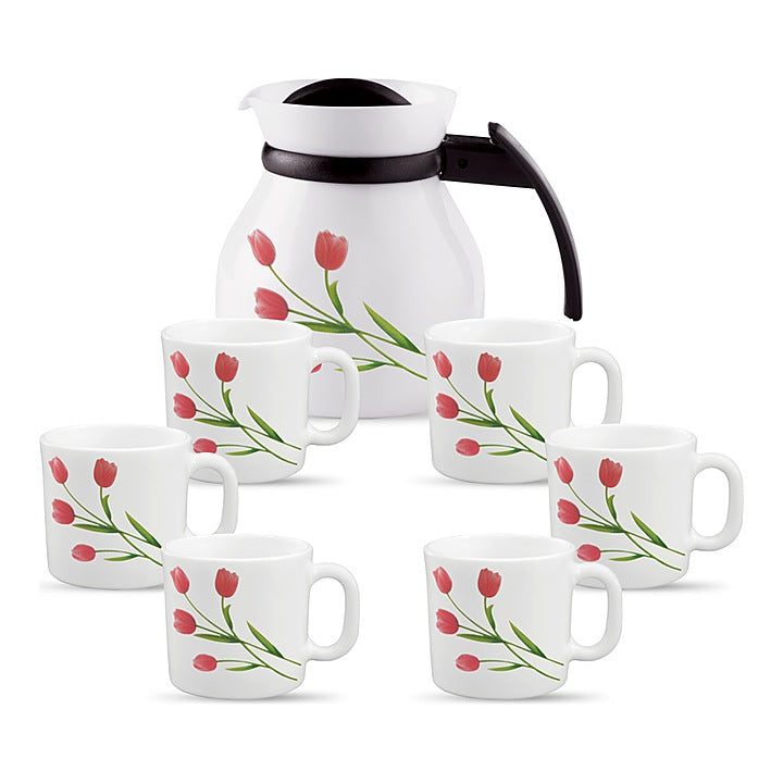 La Opala Novo Radiant Curve Coffee Mugs & Kettle - 7 Piece : 1 Unit