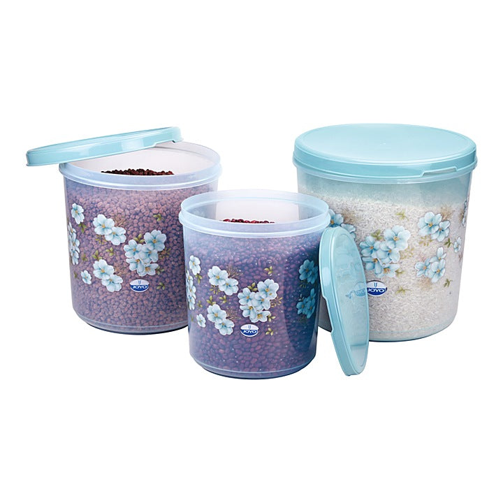 Joyo Storewell Round Plastic Container (Ice Cabbage) - Set Of 3 : 1 Unit
