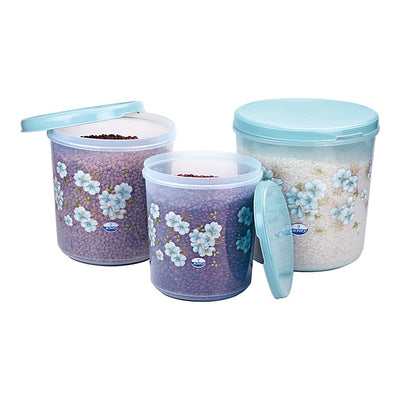Joyo Storewell Round Plastic Container (Ice Cabbage) - Set Of 3 : 1 Unit