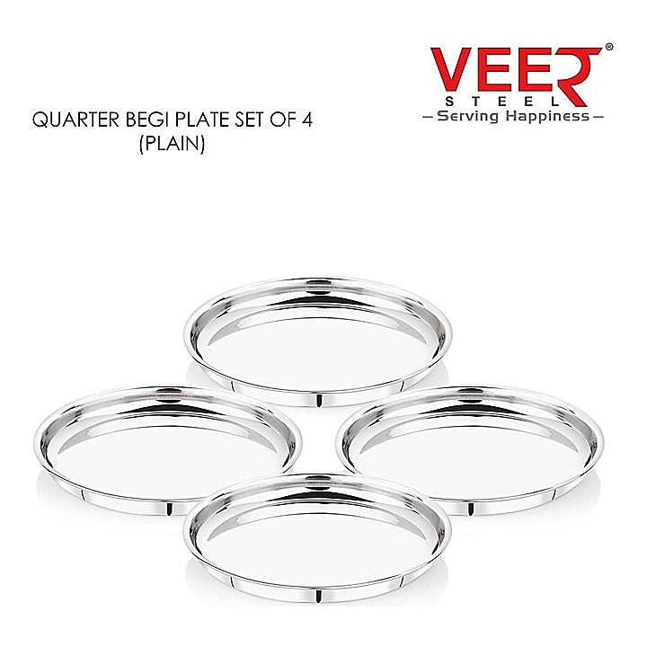 Veer Stainless Steel Quarter Plate Set (4 Pieces) : 1 Unit