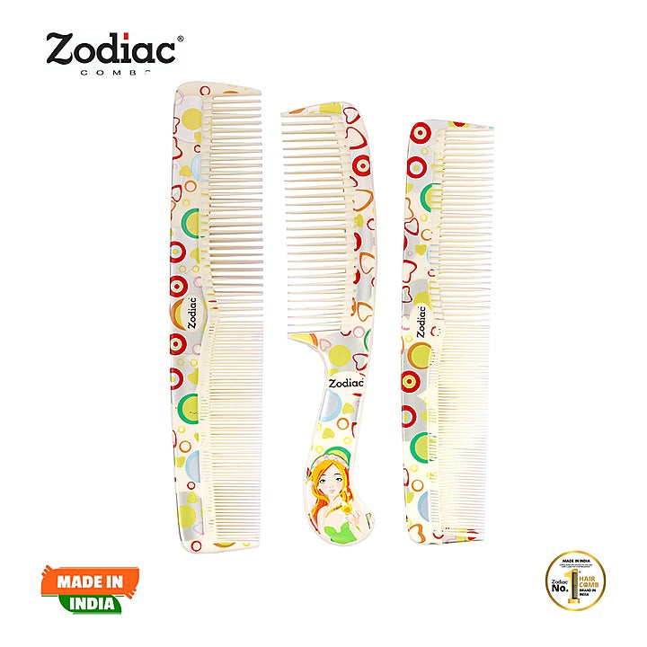 Zodiac 3P Designer Comb (Ivory) - Pack Of 3 : 1 Unit
