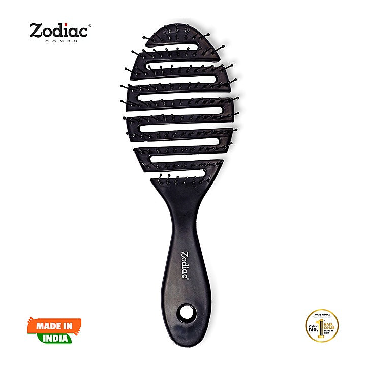Zodiac Oval Glider Hair Brush - Black : 1 Unit