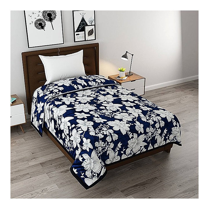 GoHome Prestige Flannel Single Blanket FBS02 (Blue) - 7 x 4.75 ft : 1 Unit