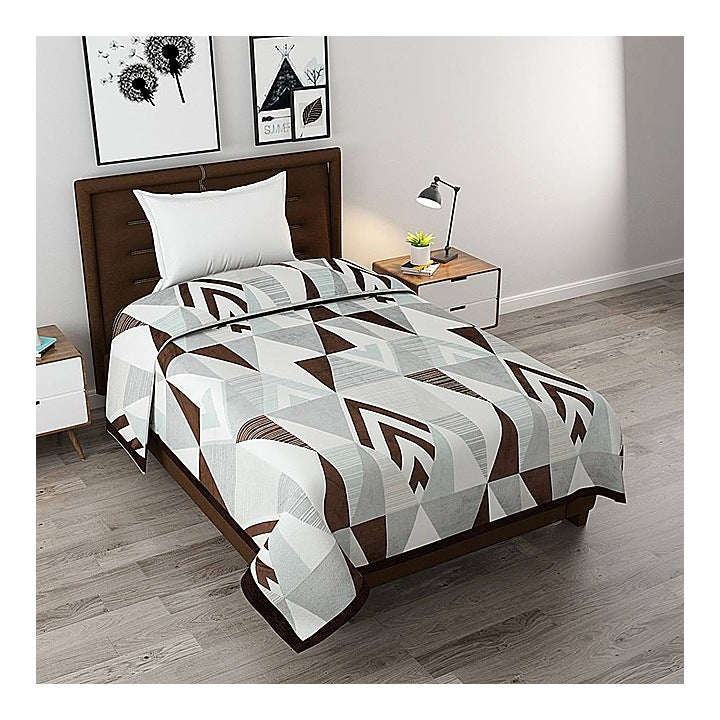 GoHome Prestige Flannel Single Blanket FBS05 (Brown & Grey) 7 x 4.75 ft : 1 Unit