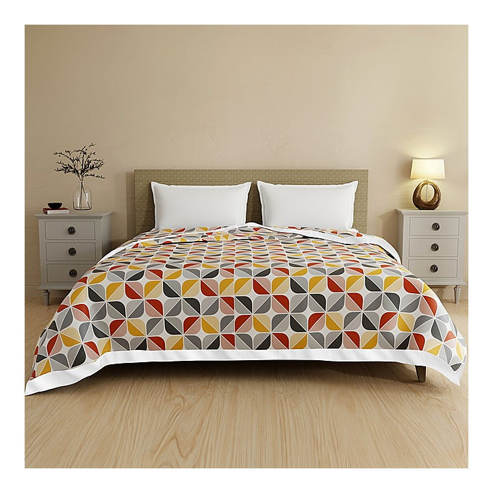 Layers Bloom Double Dohar (Grey & Yellow) - 240 X 220 cm : 1 Unit
