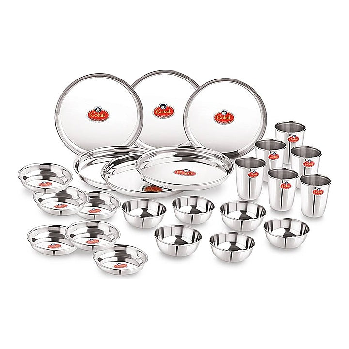 Gokul Stainless Steel Dinner Set - 24 Pieces : 1 Unit