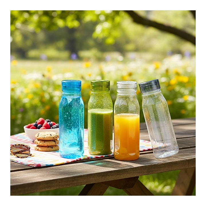 Steelo Aqua Plastic Water Bottle (500 ml) Multicolour - Set of 4 : 1 Unit