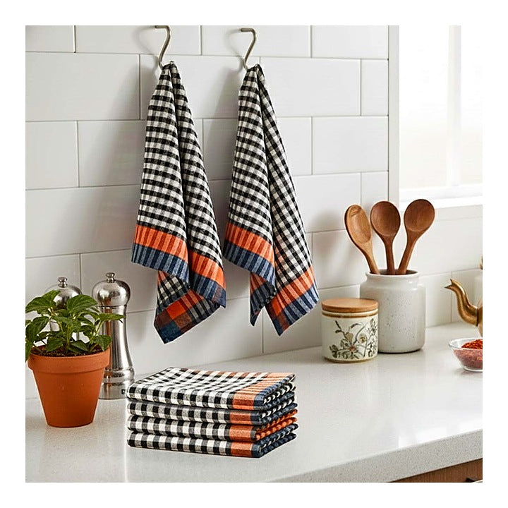 Athom Living Lyra Checks Kitchen Towel Multicolour (45x45 cm) - Set of 6 : 1 Unit