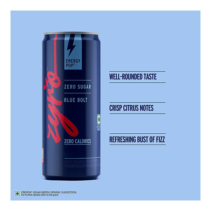 Zyro Energy Blue Bolt Zero Sugar Zero Calories Drink : 250 ml