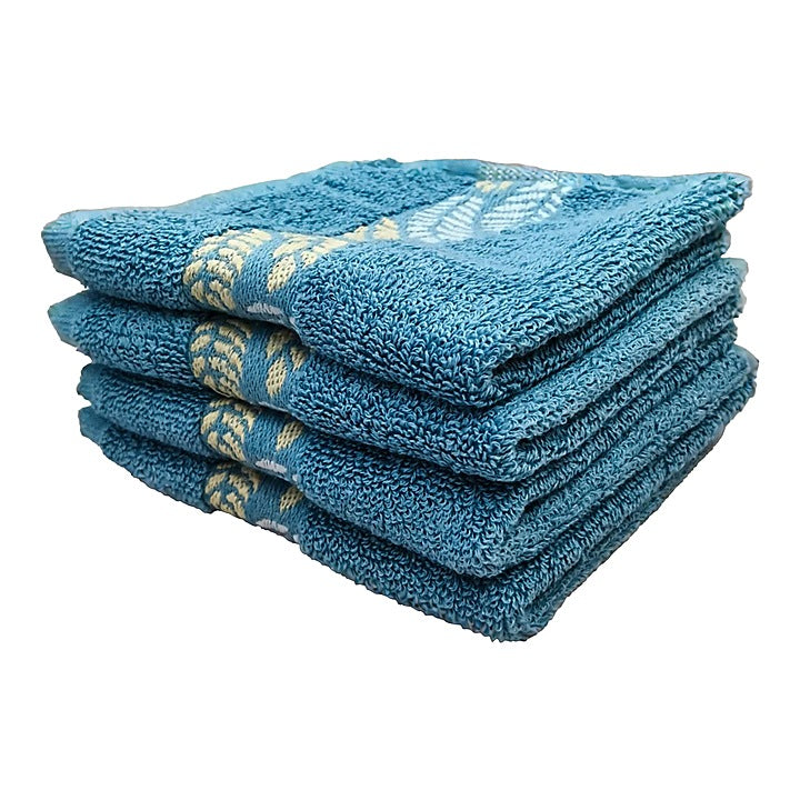 Hulasspun Face Towel 500 GSM - 30 x 30 cm (Mat Blue) Set of 4 : 1 Unit