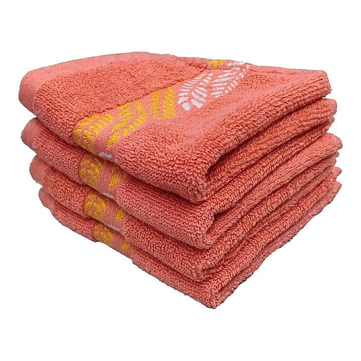 Hulasspun Face Towel 500 GSM - 30 x 30 cm (Carrot) Set of 4 : 1 Unit