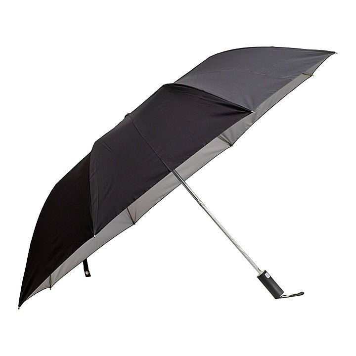 Sun Umbrells Gents 2 Fold Black Silver Topline Auto Open : 1 Unit