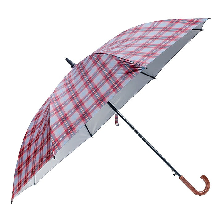 Sun Umbrella Long Non-Folding Golf Sliver 4 Chex Auto Open - 30 Inches : 1 Unit