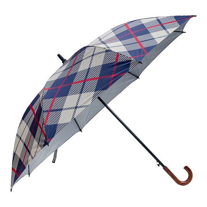Sun Umbrella Long Non-Folding Golf Sliver 6 Chex Auto Open - 30 Inches : 1 Unit