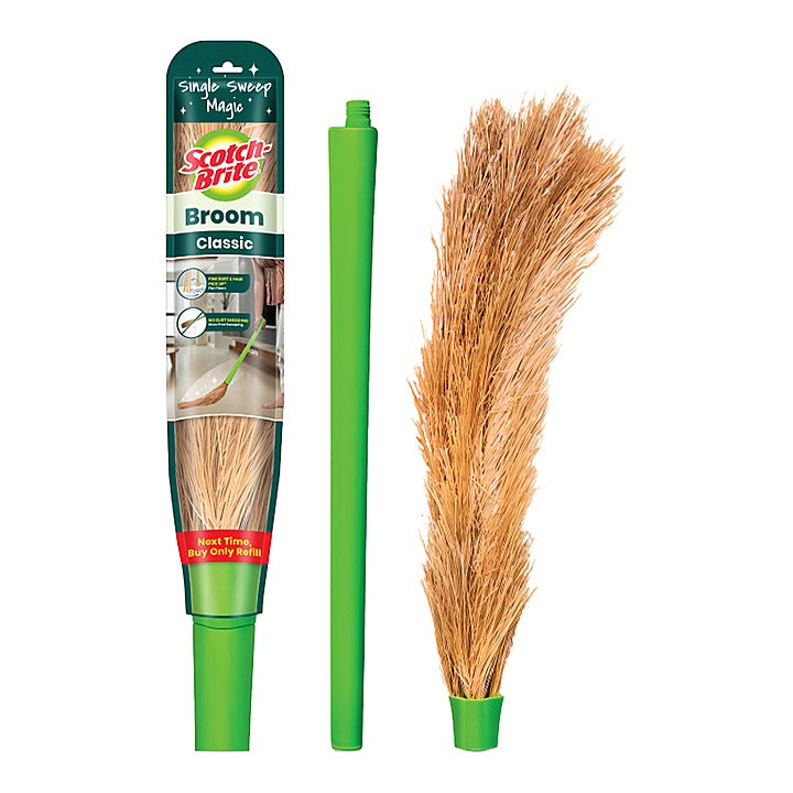 Scotch Brite Classic Plastic Broom - Green : 1 Unit