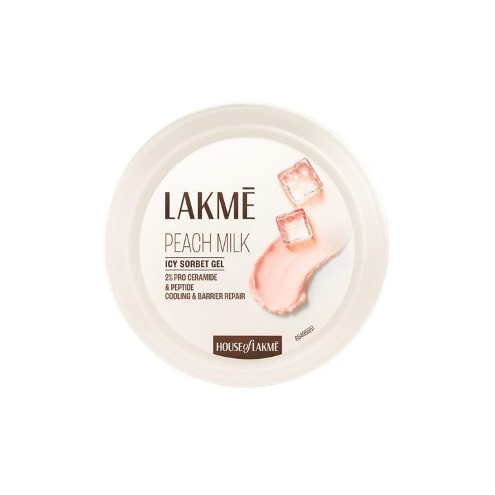 Lakmē Peach Milk Icy Sorbet Gel: First Ever Cooling Face Moisturizer with 2% Pro-Ceramides, Peptides & Pentavitin for Instant Ice-Plunge Glow & 24hr Barrier Repair – Non-Sticky, Lightweight, 200g
